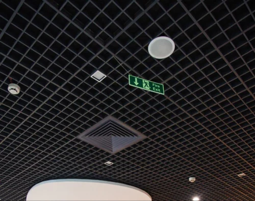 Diagonal Metal Ceiling Open Cell Ceiling (5050mm7575mm100100150150200200mm) Exterior Cladding Ceilings Sun Louvres Raised Flooring Manufacturer Supplier Indore Madhya Pradesh India